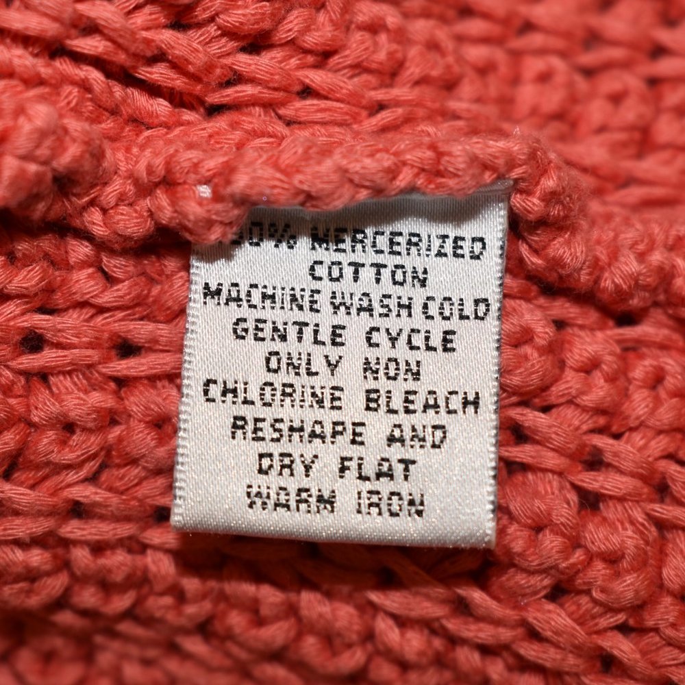 Talbots Salmon 100% Mercerized Pocket Cardigan Sweater - Picture 9 of 11